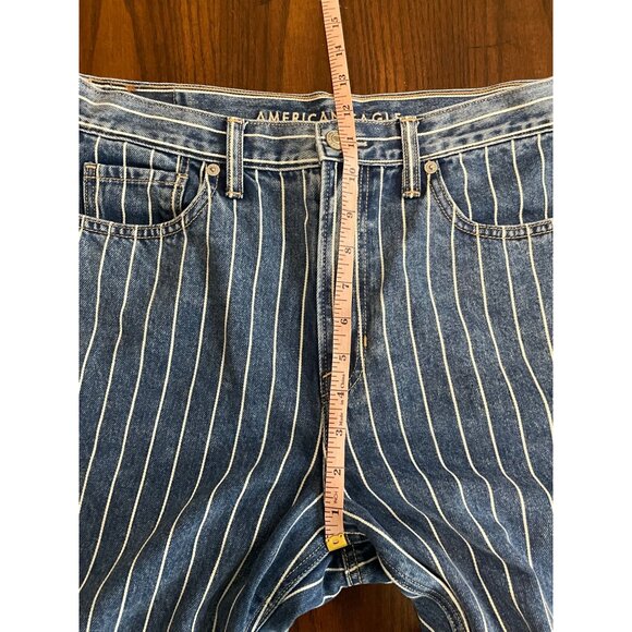 American Eagle Outfitters Blue and White Striped High Rise Jeans - Picture 8 of 9